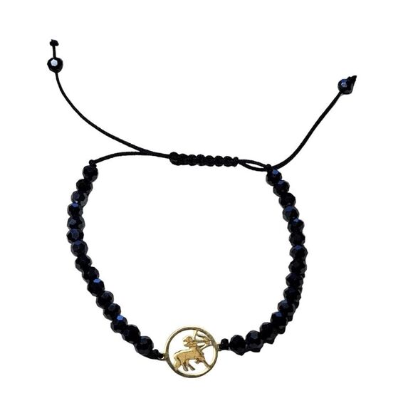 18K REAL Gold Sagittarius Horoscope Sign Adjustable stone Beaded Swarovski - Picture 1 of 1
